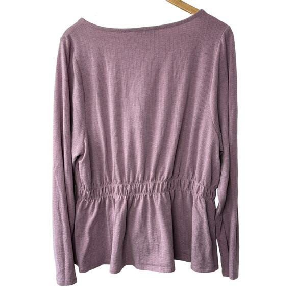 Lane Bryant Pink Classic Long-Sleeve Square-Neck With Keyhole Top Sz 22/24 - Picture 6 of 7